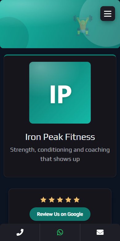 The BizGo page for Iron Peak Fitness, a gym & fitness studio in Madurai, shown on a phone