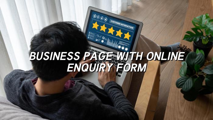 Business page with online enquiry form for local businesses